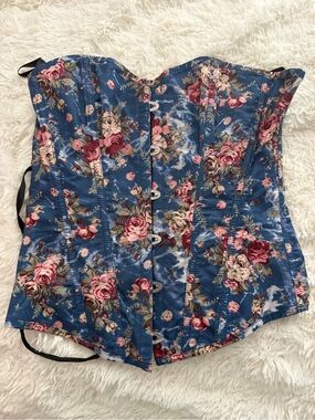 Floral corset blue pink Medium like new and soooo cute !